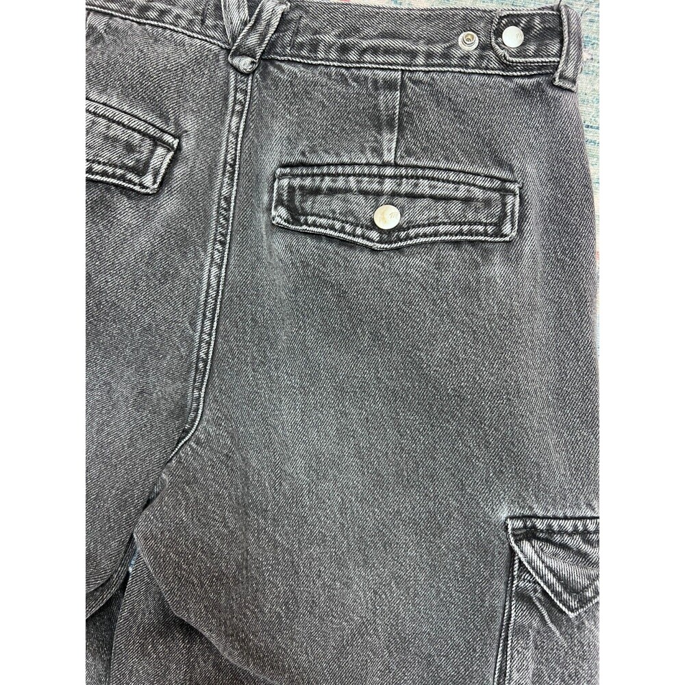 Madewell Low Slung Cargo Jeans Wide Straight Leg Black Wash Utility Denim Sz 26 - Picture 7 of 9
